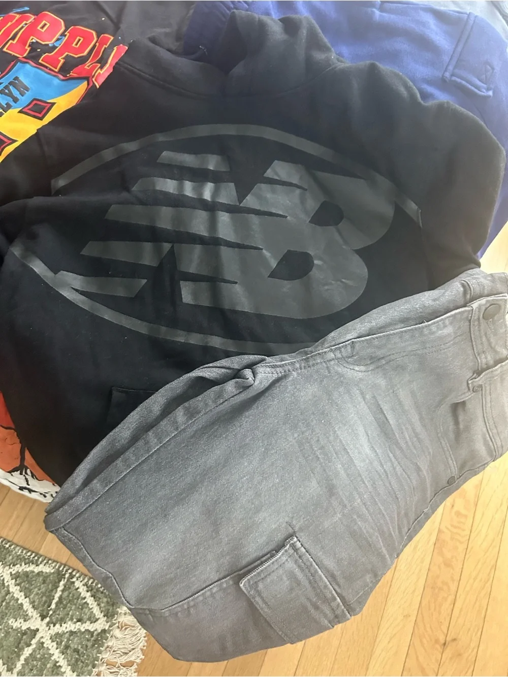 New Balance Kids Black Hoodie with Gray Joggers Matching Set